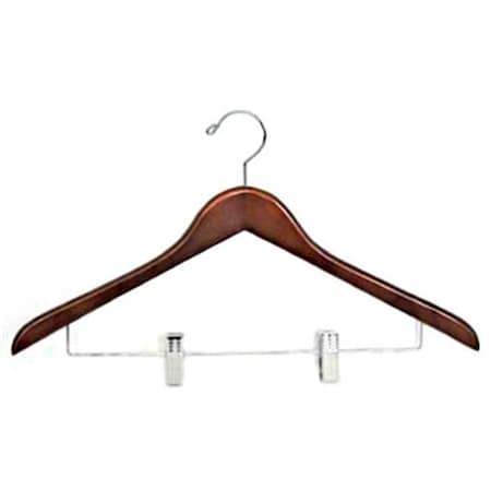 Proman Proman GMD8820 Suit Hanger with Wire Clips Light Walnut - 50 Pieces-Cotton GMD8820